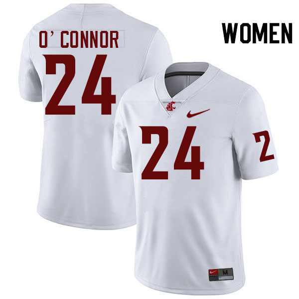 Women #24 Ethan O'Connor Washington State Cougars College Football Jerseys Stitched-White